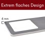 Detailaufnahme: Sehr flache LED Unterbauleuchte aus gebürstetem Edelstahl, 4mm hoch.