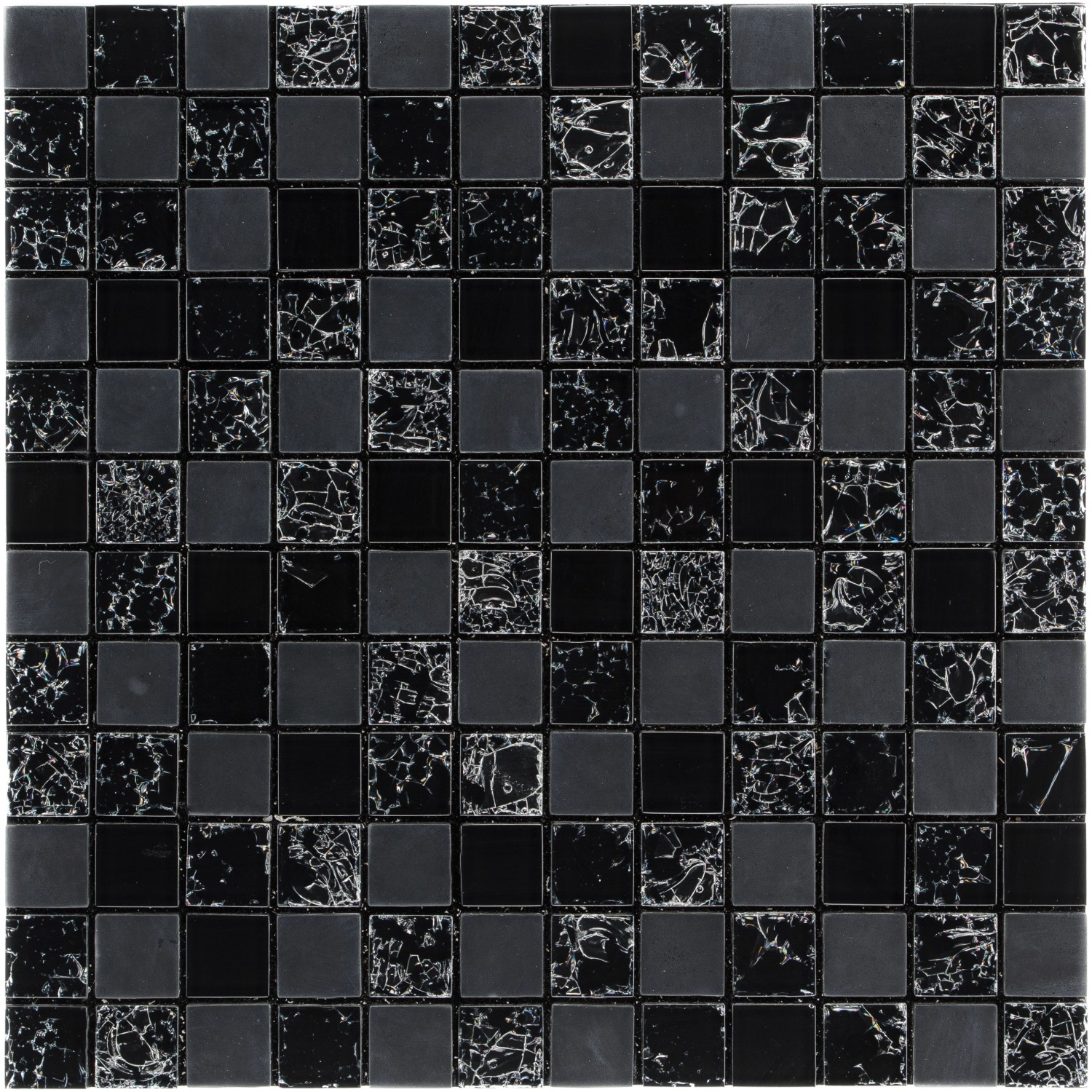 Mosaikmatte Smart Black Glas Schwarz 30 cm x 30 cm