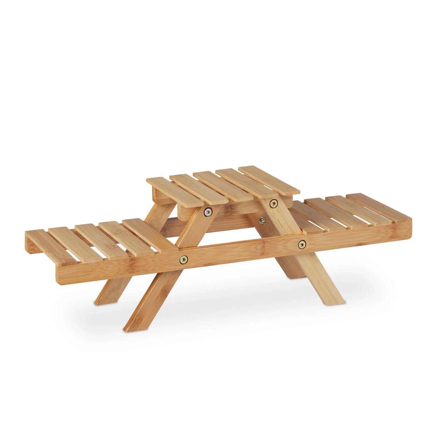 Relaxdays Blumentreppe Bambus Natur mit Filzgleitern 17 cm x 51,5 cm x 15 cm 600 g