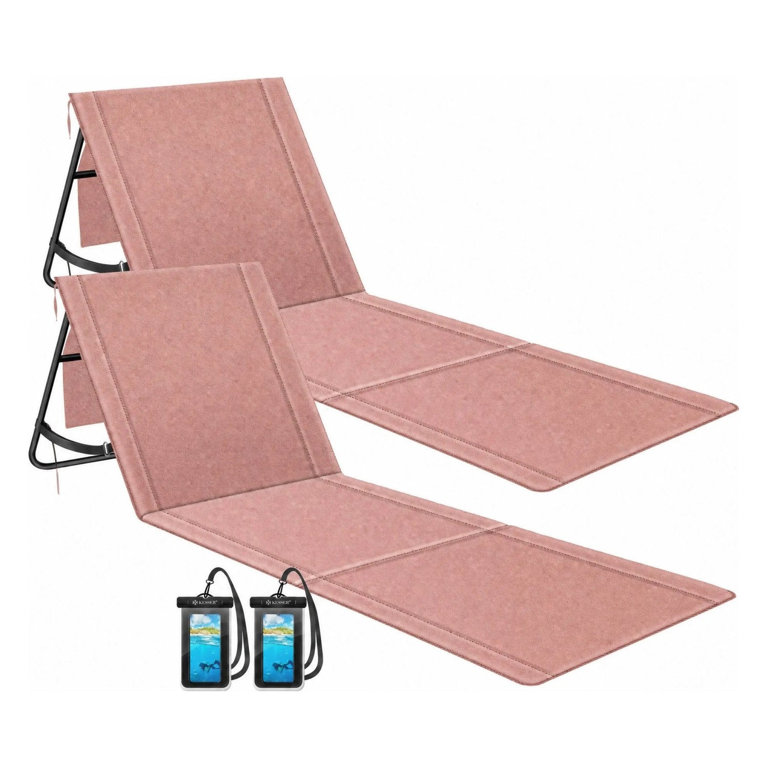 KESSER Sonnenliege Klappbar und Verstellbar Bis 200 kg Rosa 2er Set