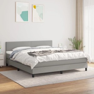vidaXL Boxspringbett mit Matratze Hellgrau 160x200 cm Stoff 3139905