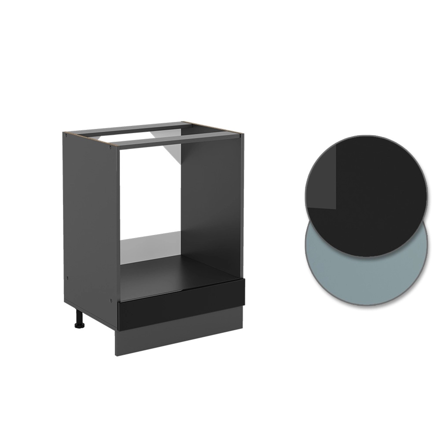 Thumbnail - Vicco Herdumbauschrank R-Line Schwarz Hochglanz/Anthrazit 60 cm AP Eiche