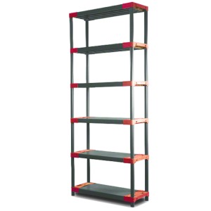 Grau-rotes Kunststoffregal Big Grey Bear Extra-Tall mit 6 Böden, Fachlast 160kg.