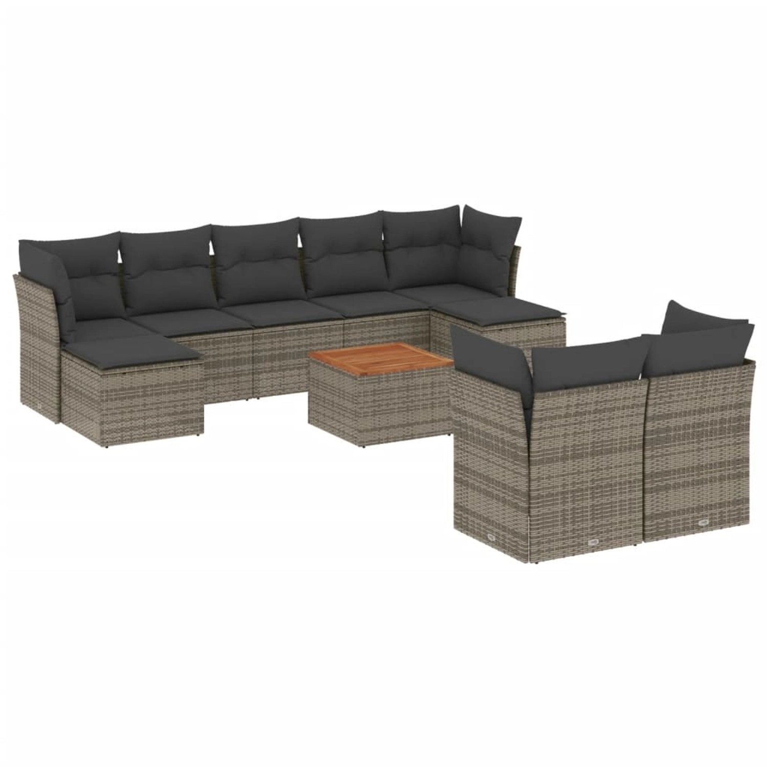 vidaXL 10-Tlg Garten-Sofagarnitur mit Kissen Grau Poly Rattan 3223876 günstig online kaufen
