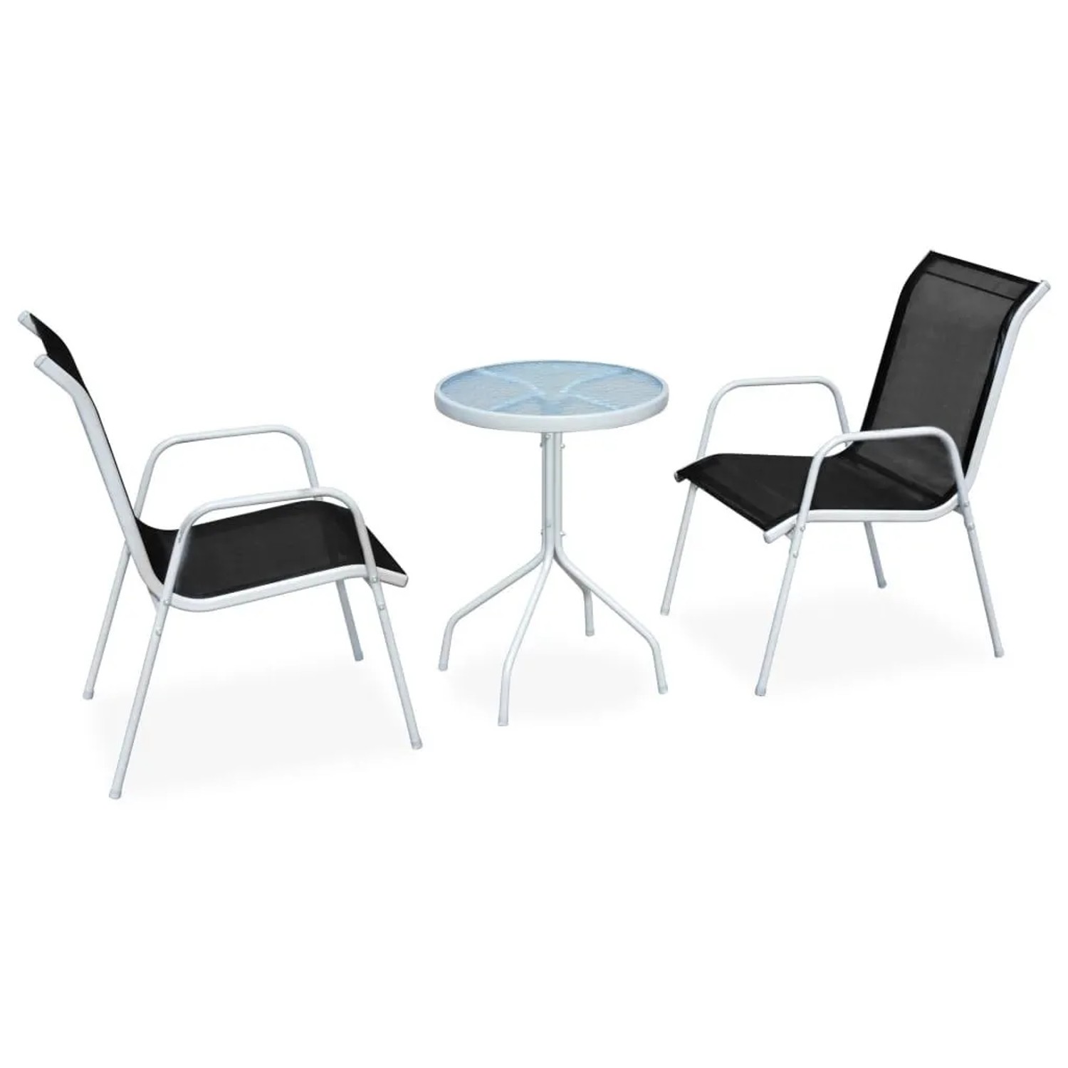 Furnicato 3-tlg Bistro-set Stahl Schwarz