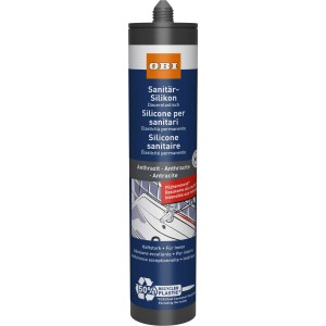 OBI Sanitär-Silikon Anthrazit Kartusche, dauerelastisch, pilzhemmend für Fugen.