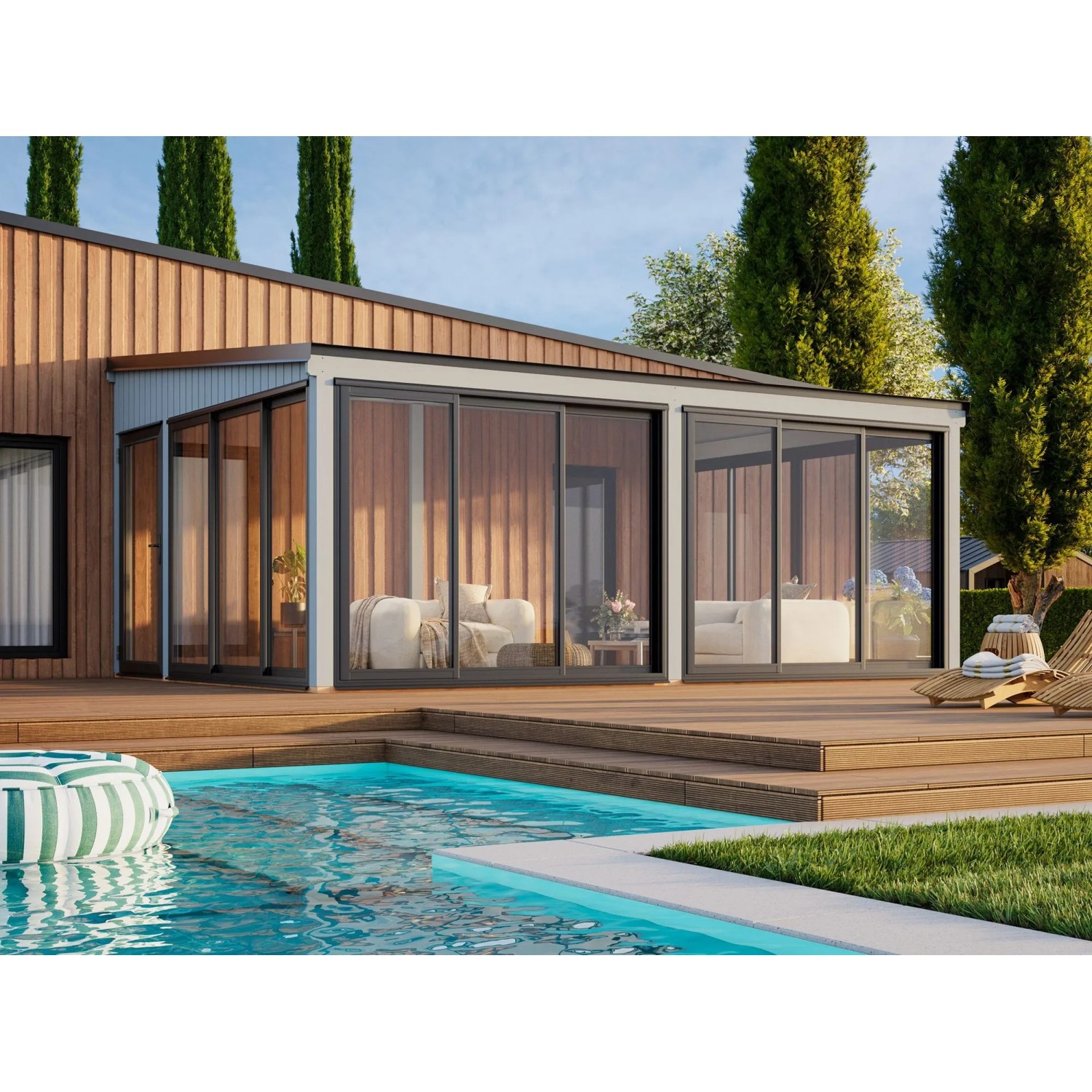 Palmako Holz-Gartenhaus Lumi Slide Pultdach Lackiert 582 cm x 420 cm 23,3 m²