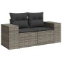 Graue vidaXL Garten-Sofagarnitur aus Polyrattan mit Kissen, 2-Sitzer. Gartenmöbel für Terrasse und Garten.