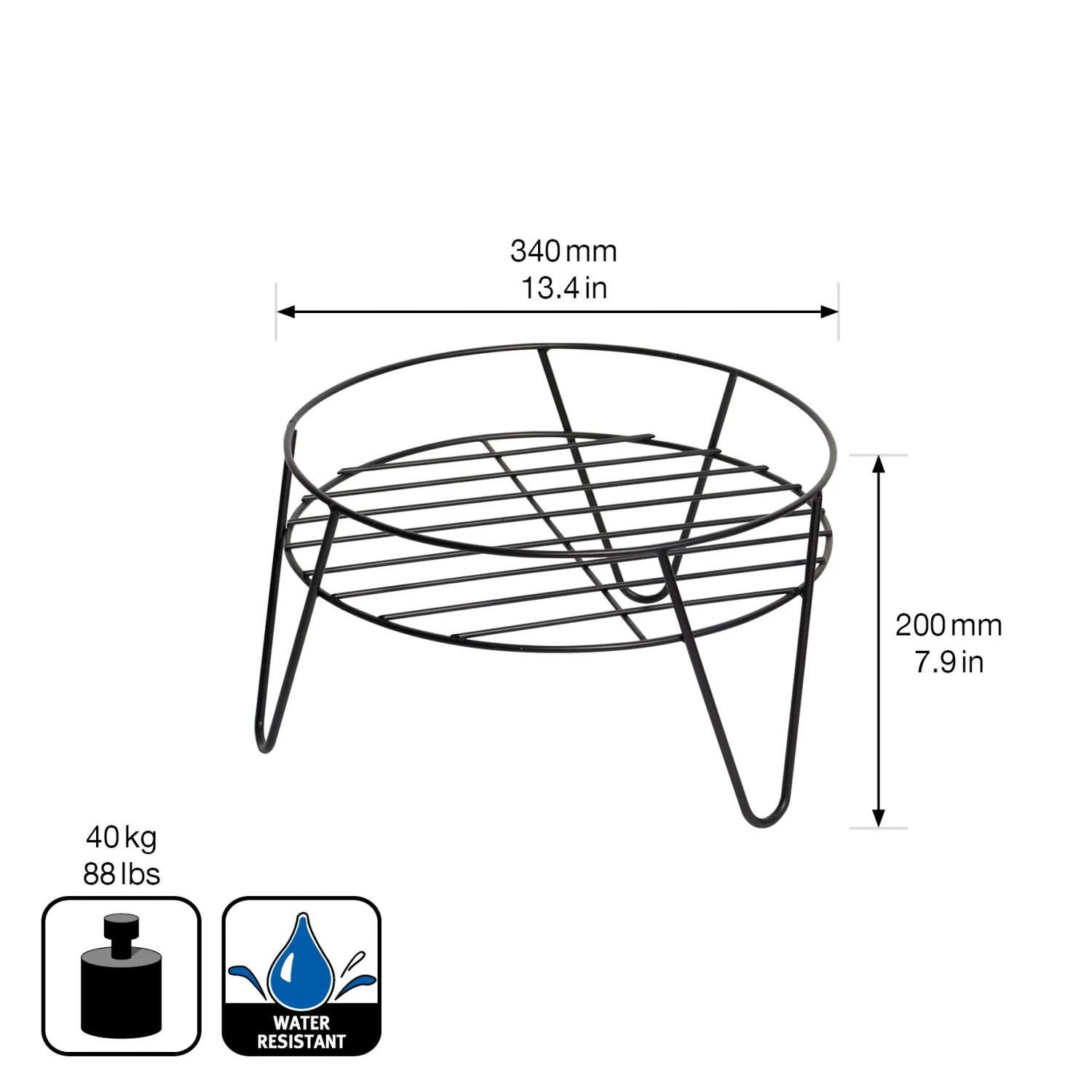 Wagner Pflanzenständer GH 0620 Hairpin Style, Ø 34 cm, aus schwarzem Stahl.
