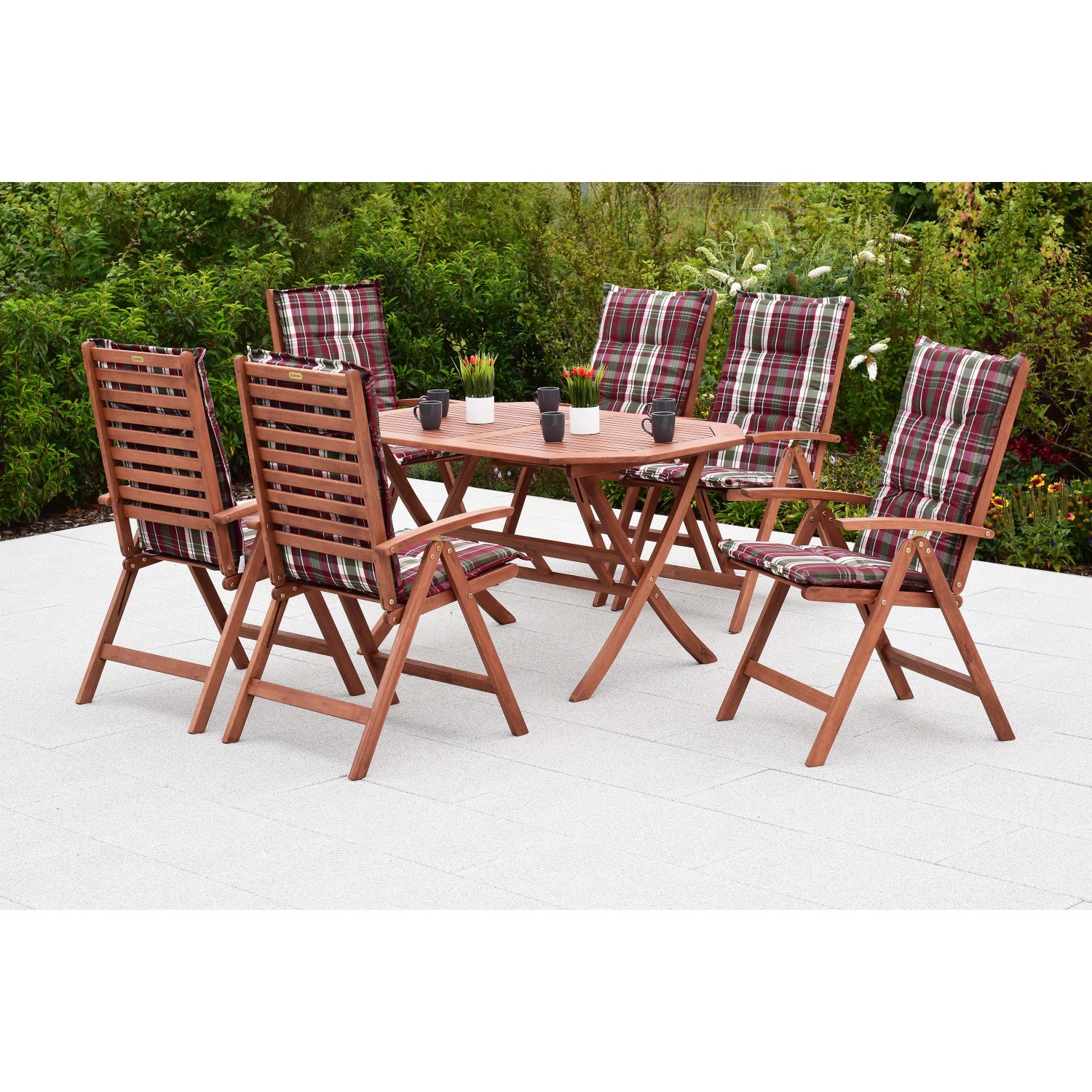 Merxx Borkum Set 13-tlg. 6 Klappsessel inkl. Auflagen Klapptisch 135 x 85 c günstig online kaufen