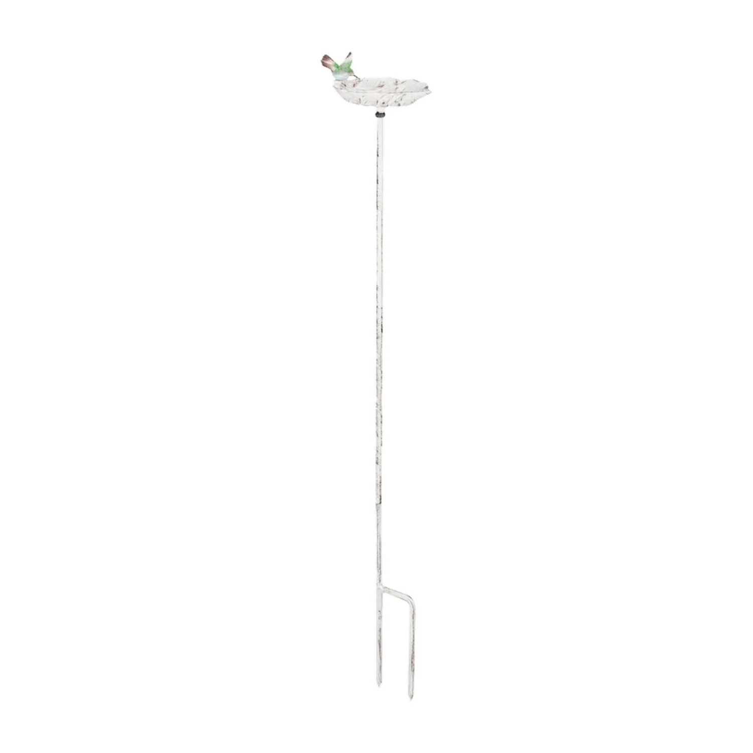 Relaxdays Vogeltränke Gusseisen Weiß Wetterfest mit Erdspieß 100 cm x 18,5 cm x 13 cm 1,2 kg