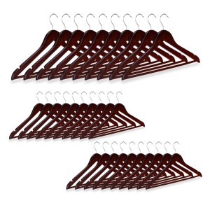 Relaxdays Kleiderbügel Holz Metall Braun Drehbar 30er Set 22,5 cm x 44,5 cm x 1 cm
