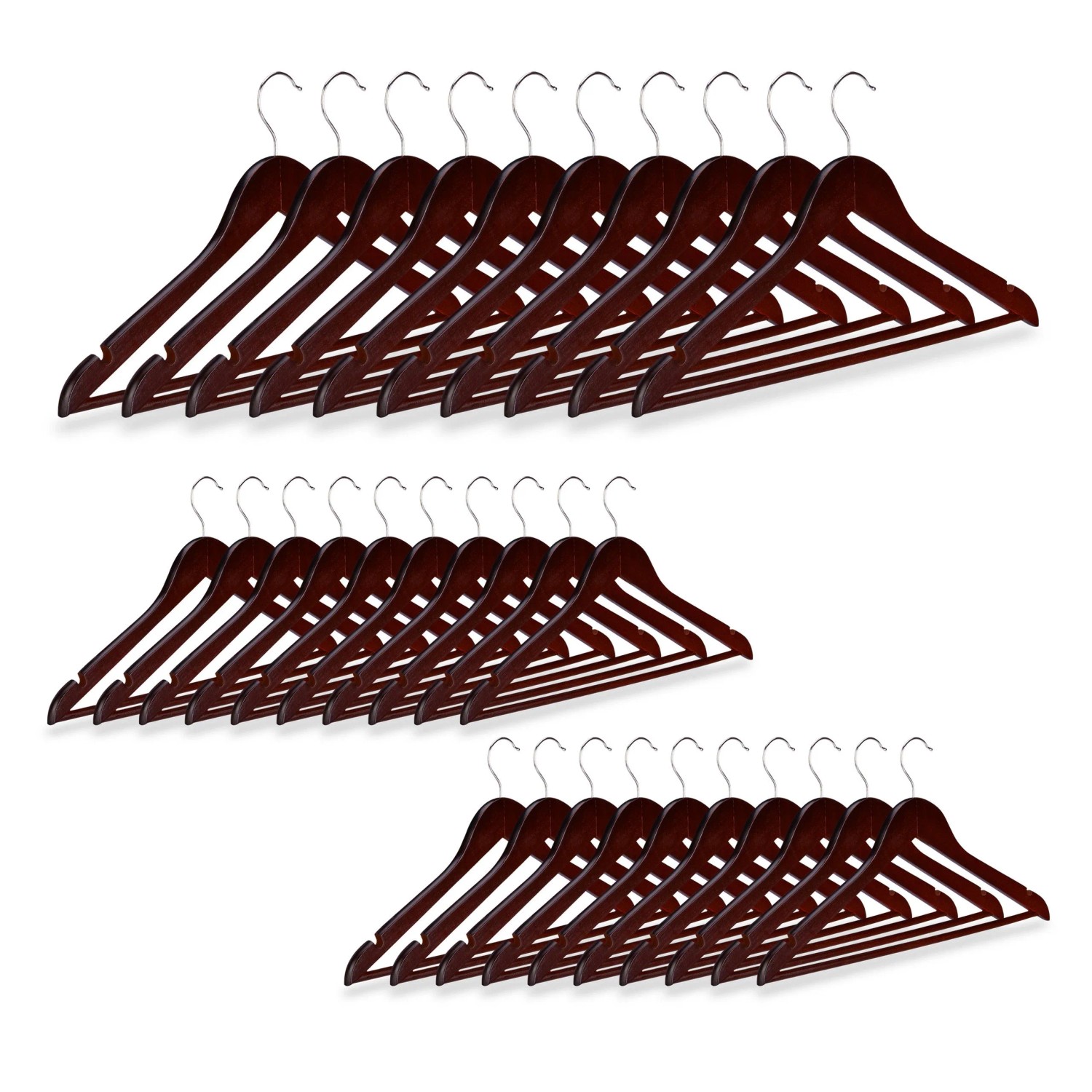 Relaxdays Kleiderbügel Holz Metall Braun Drehbar 30er Set 22,5 cm x 44,5 cm x 1 cm