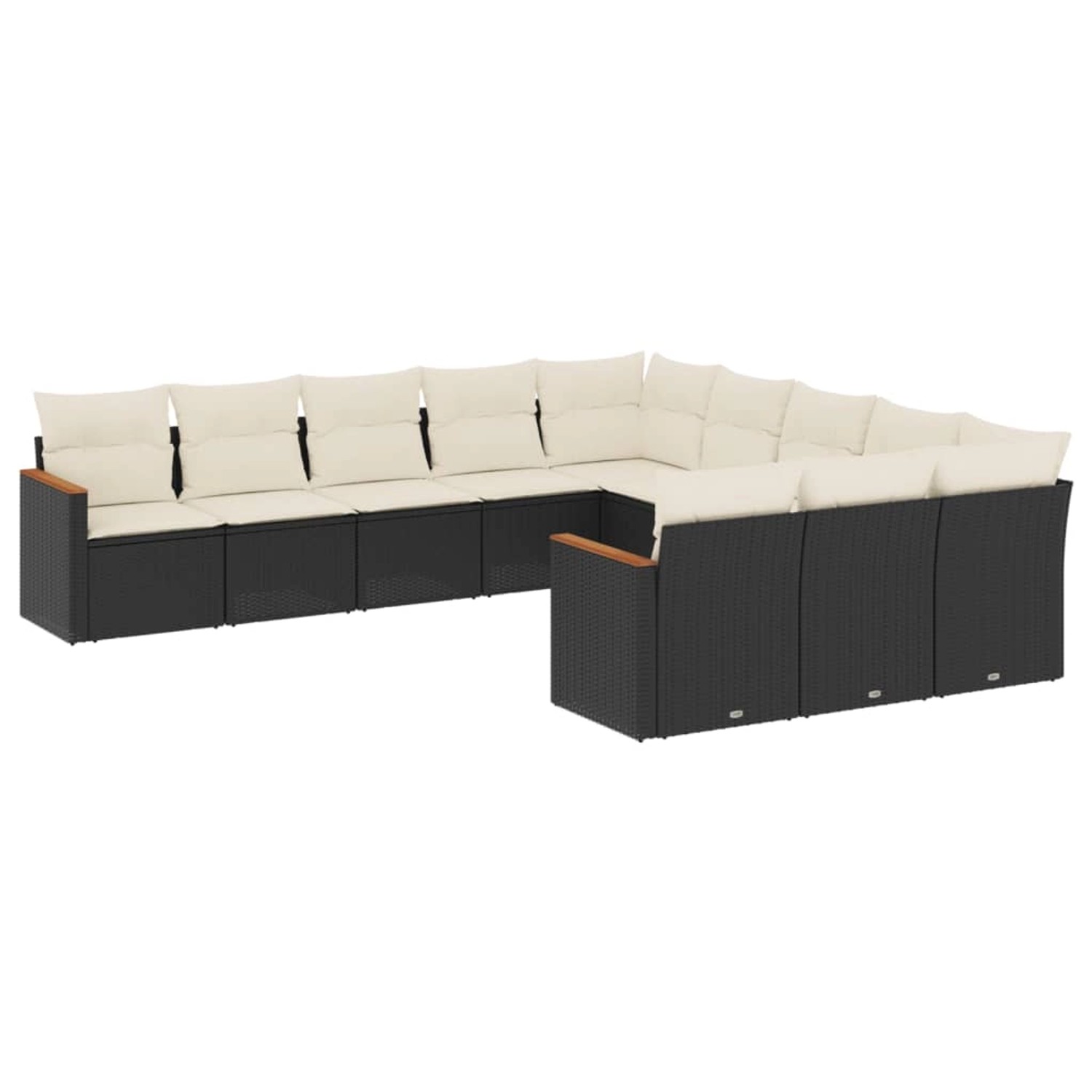 vidaXL 11-Tlg Garten-Sofagarnitur mit Kissen Schwarz Poly Rattan 3226427