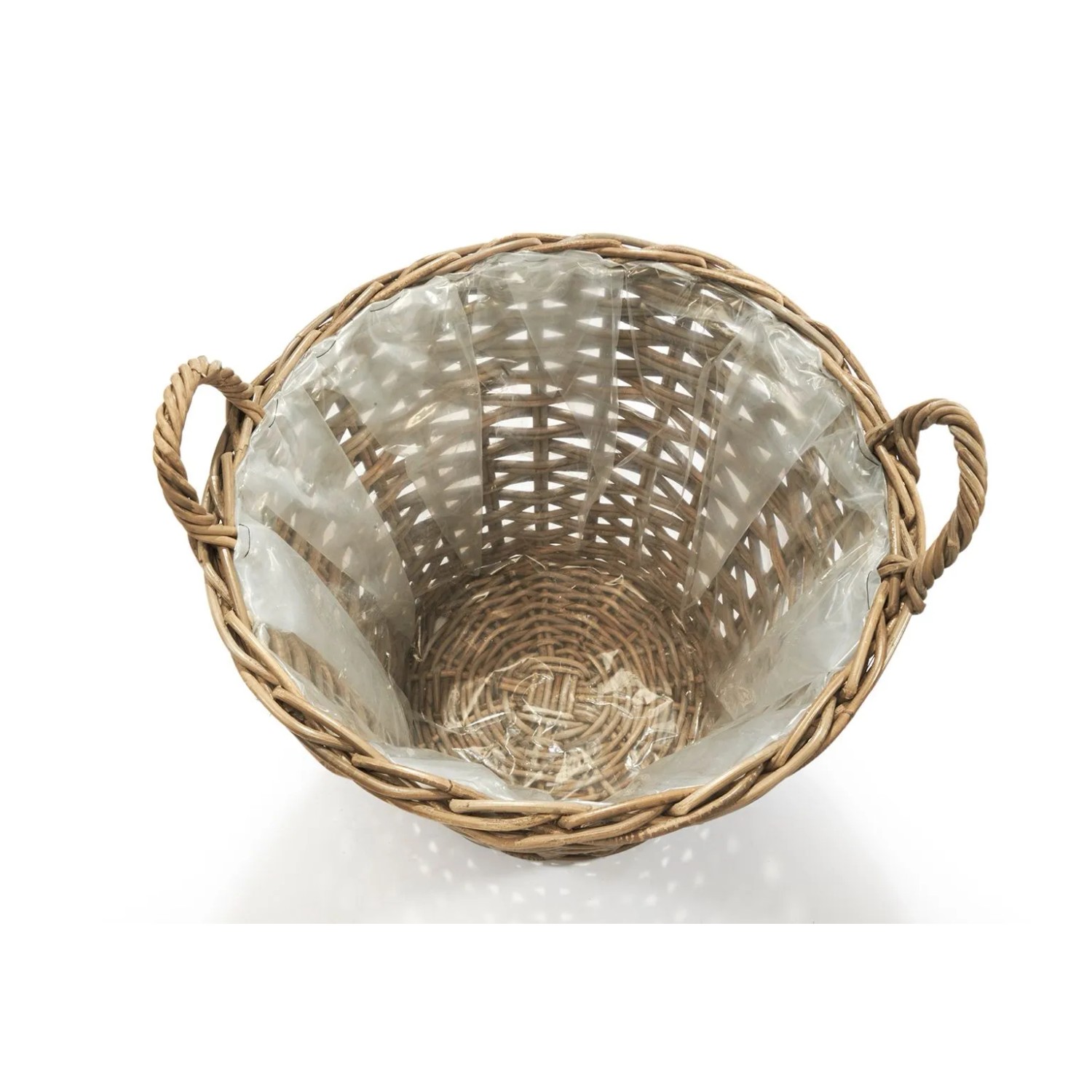 Kobolo Übertopf Pflanzkorb Pflanzschale Rund aus Rattan mit Folie_4