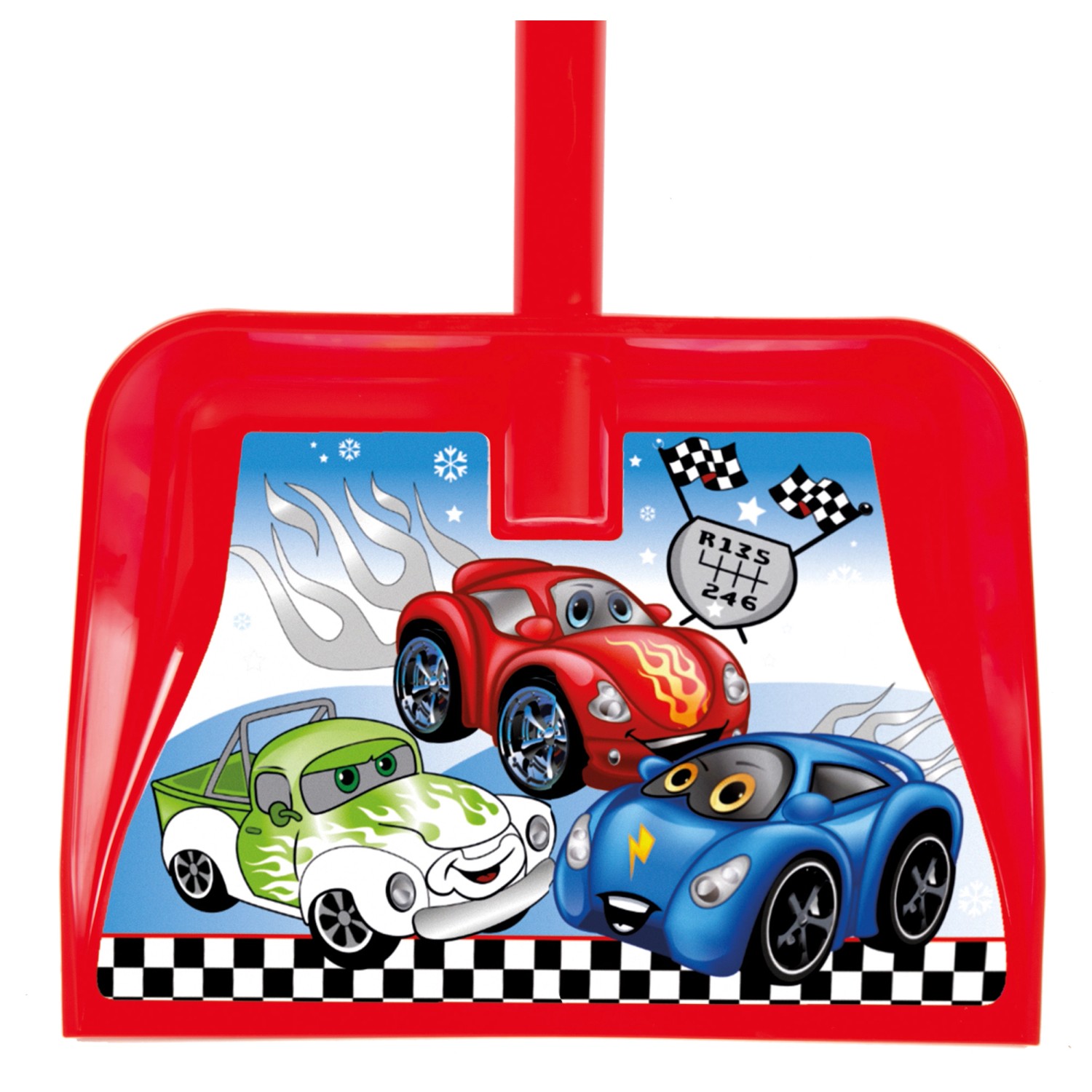 SONNECK Kinder Schneeschieber Bambini mit Auto-Motiv aus kältebeständigem Kunststoff.