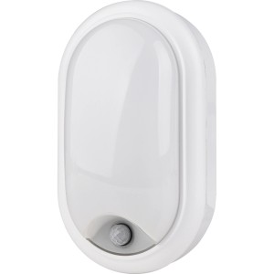 Ovale, weiße Philips LED Wandleuchte Projectline mit Sensor, 15W, ideal für Flur und Treppenhaus.
