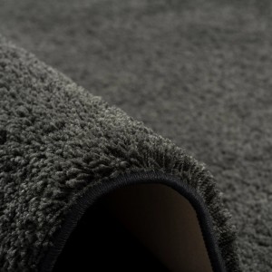 Detailaufnahme: Runder, grauer Snapstyle Hochflor Shaggy Teppich Palace, 160x160cm. Flauschiger Langflor.