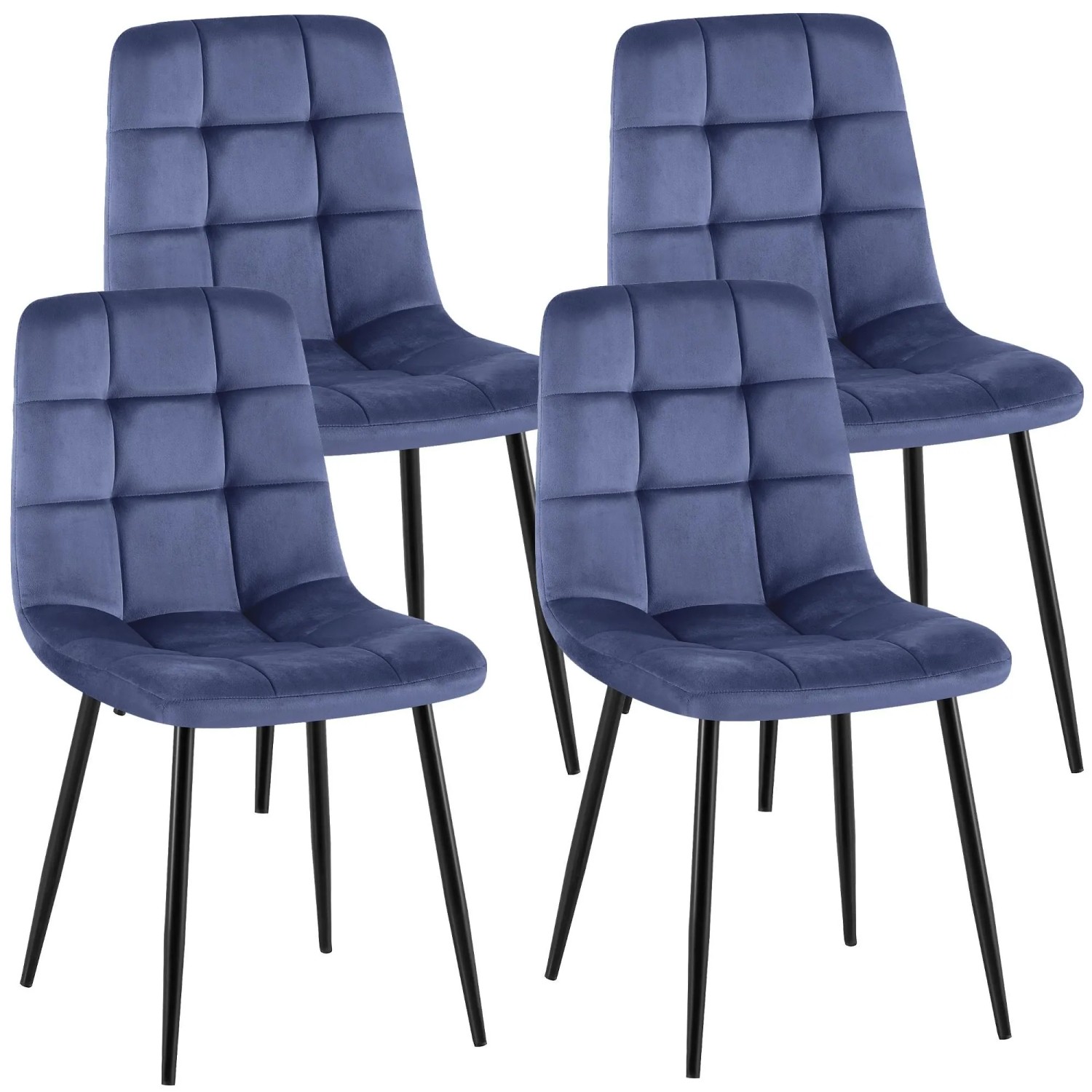 CLP 4er Set Esszimmerstühle Antibes Samt Blau