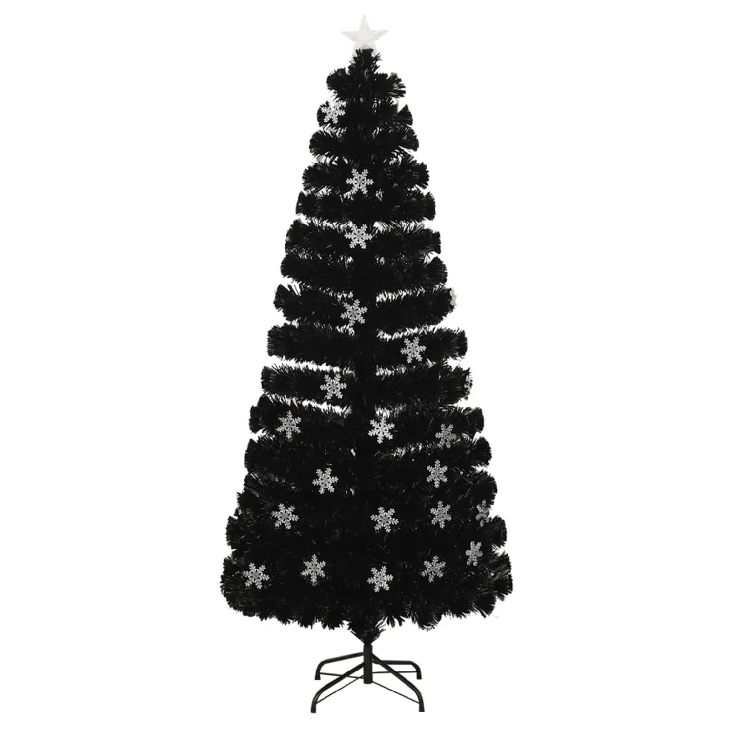 vidaXL Weihnachtsbaum mit LED-Schneeflocken Schwarz 180 cm Fiberoptik 328463
