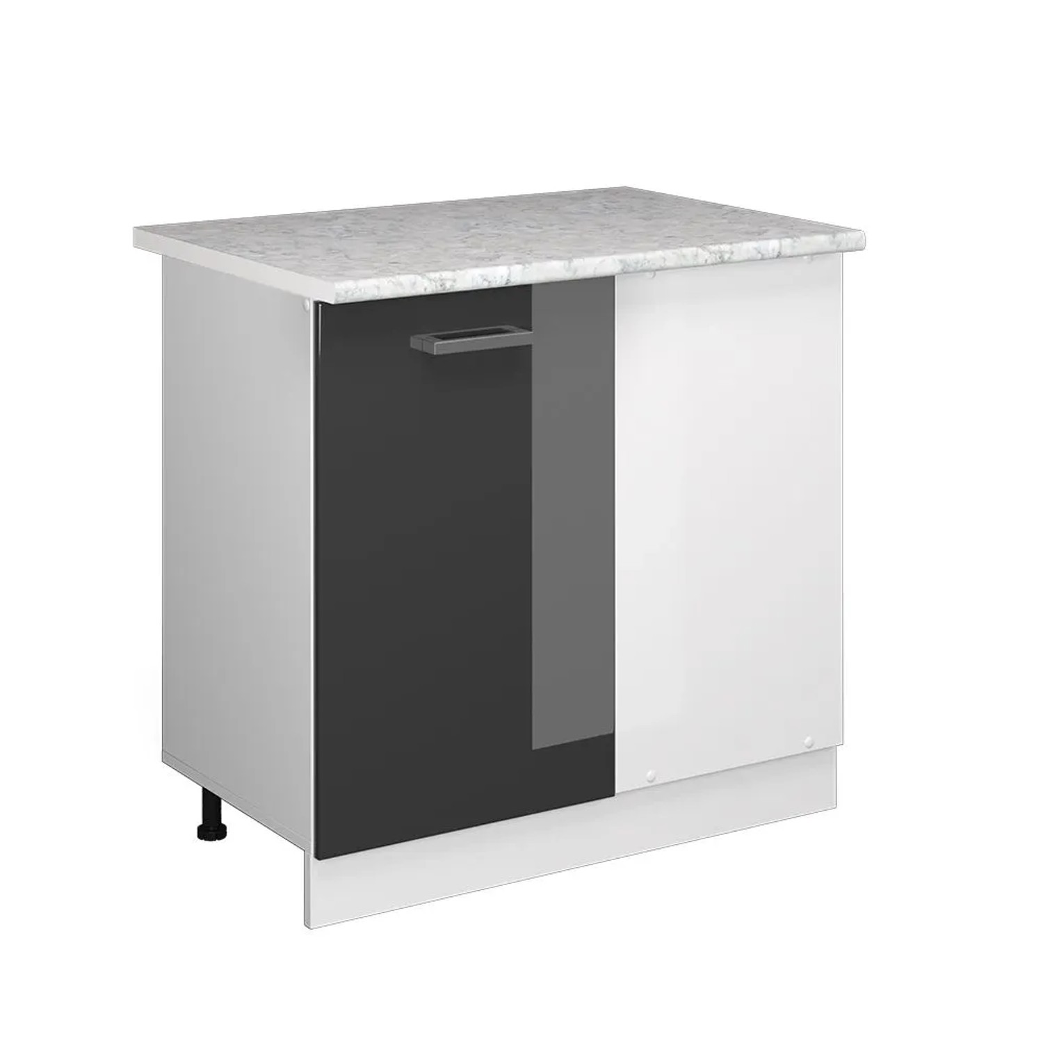Vicco Eckunterschrank R-Line Anthrazit Hochglanz Weiß 86 cm AP Marmor