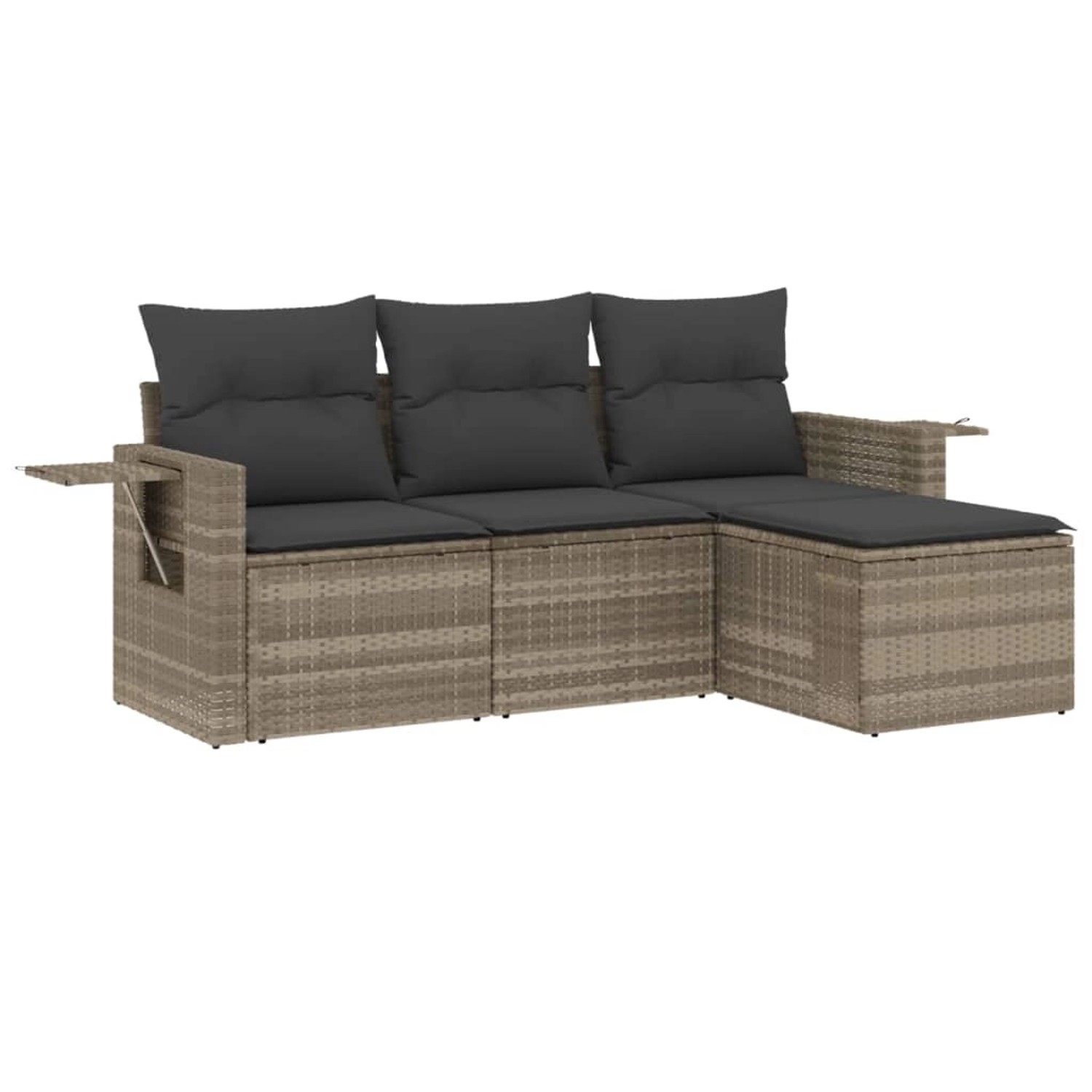 vidaXL 4-tlg Garten-Sofagarnitur mit Kissen Hellgrau Poly Rattan Modell 1 günstig online kaufen