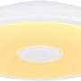 Weiße Globo LED-Deckenleuchte Raffy, Ø 28 cm, mit Lautsprecher für Bad und Wohnraum.
