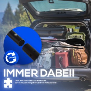 24MOVE Doppelpaddel im Kofferraum, zerlegbar für Kajak & SUP. Verstellbares Aluminium Paddel.