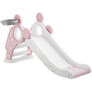 Tectake Kinderrutsche Joy Ab 2 Jahren Mit Basketballkorb  128 x 66 50 x 67 50 cm Pink