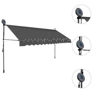 vidaXL Einziehbare Markise Handbetrieben mit LED 400 cm Anthrazit 145868