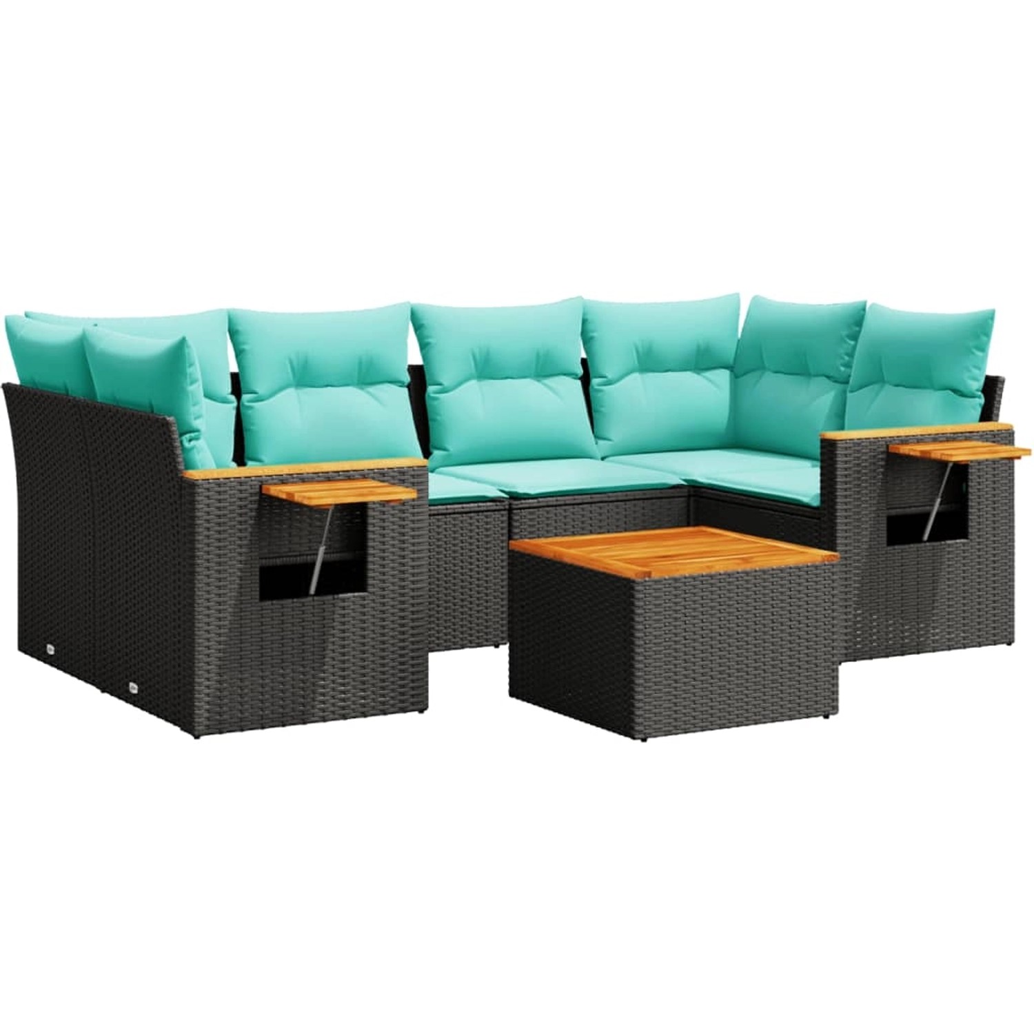vidaXL 7-Tlg Garten-Sofagarnitur mit Kissen Schwarz Poly Rattan 3226638 günstig online kaufen