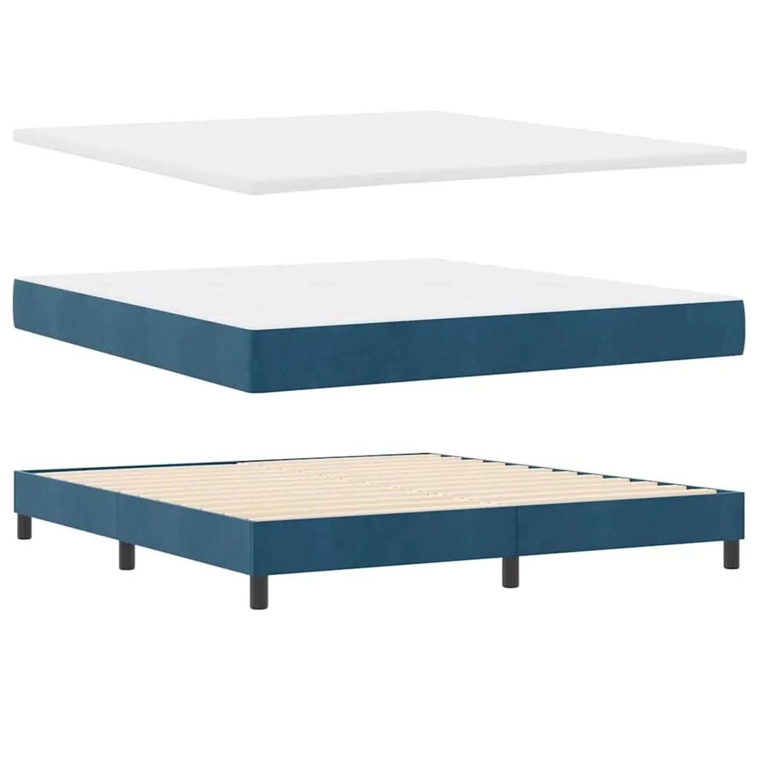 vidaXL Boxspringbett mit Matratze Dunkelblau 180 x 200 cm Samt 3340458 günstig online kaufen