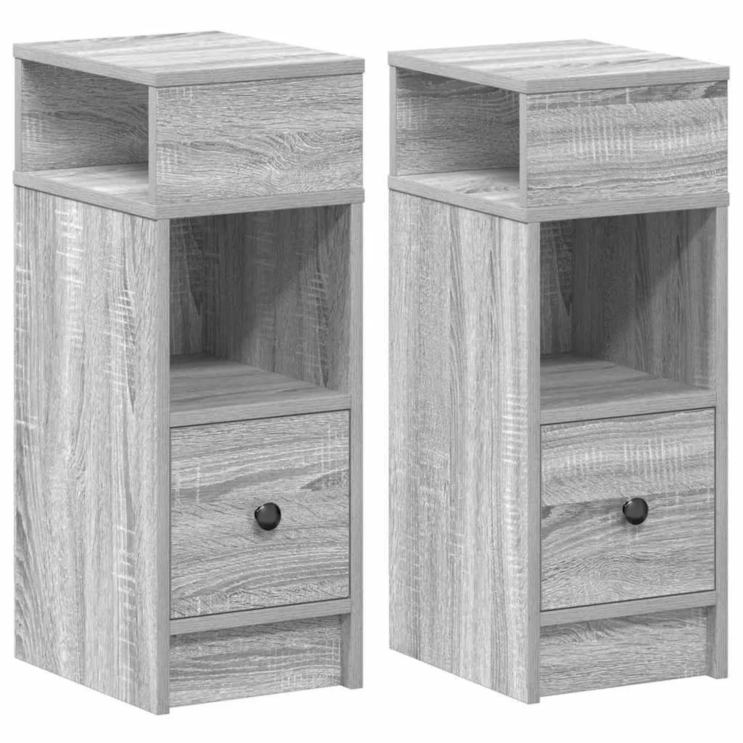 vidaXL Nachttische 2 Stk mit Schublade Grau Sonoma 25x31x66 cm 858625