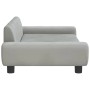 Hellgraues vidaXL Hundebett 100x54x33 cm in Sofa-Form aus Samt, mit Rückenlehne und Armlehnen.