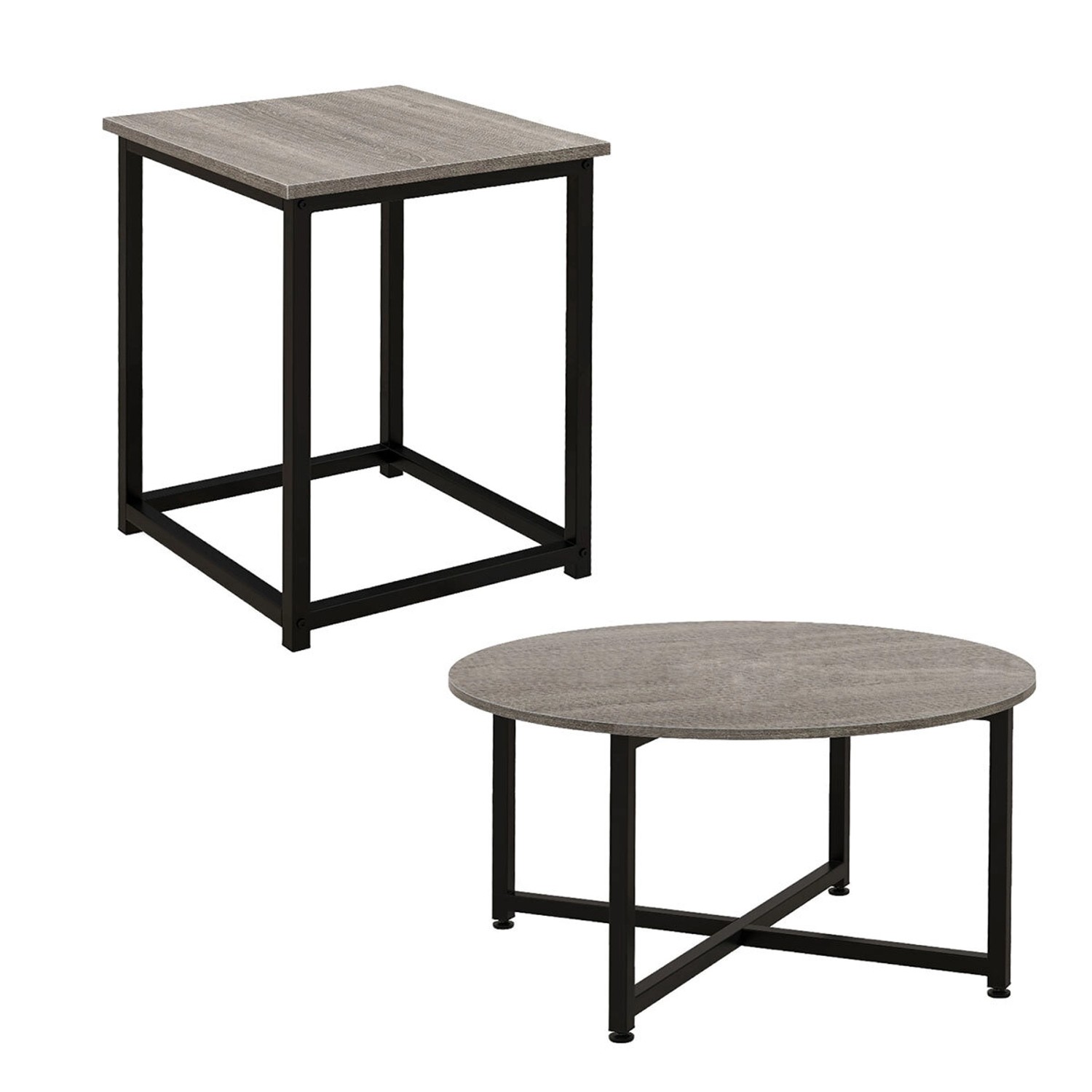 Costway 3er Set Couchtisch Beistelltisch Metallrahmen Sofatisch Grau günstig online kaufen