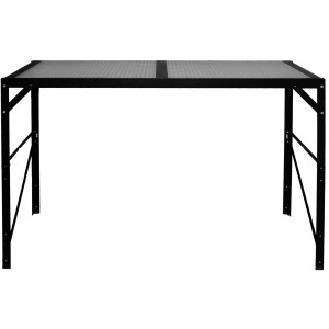 Schwarzer Alutisch mit Ablagefläche, 121x54 cm, für Gewächshäuser.