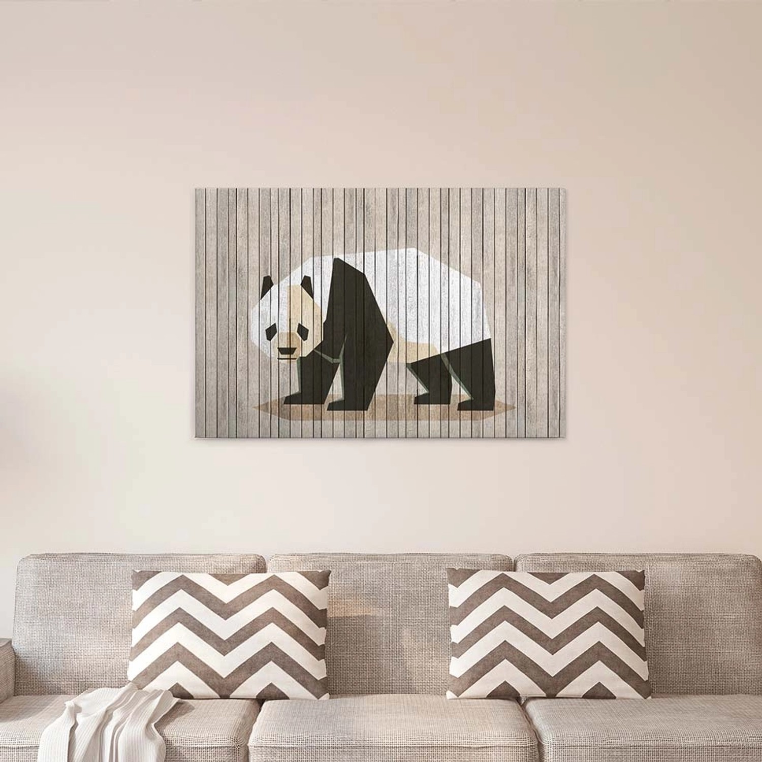 Bricoflor Panda Wandbild Mit Holz Design Modernes Leinwand Bild Ideal Für S günstig online kaufen