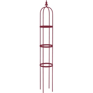 Obelisk Oscar, 160 cm, Burgund-Metallic, aus Metall für den Garten.
