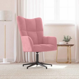 Rosa Relaxsessel aus Samt mit Drehfunktion und Stahlgestell. Loungesessel für entspannte Stunden.