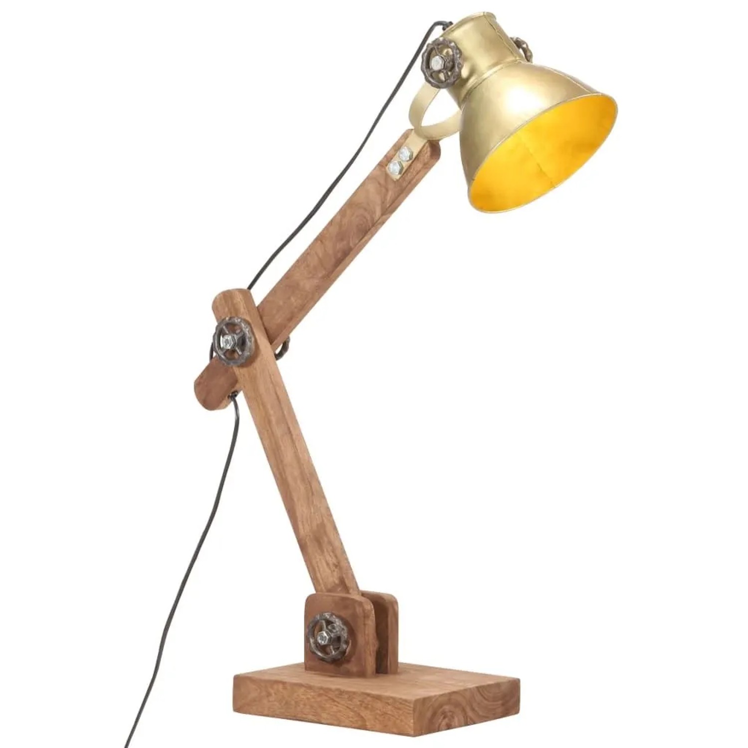 vidaXL Schreibtischlampe Industriestil Messing Rund 58x18x90 cm E27 320552