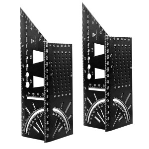 2er Set STAHLWERK Gehrungswinkel-Lineale aus Aluminium mit Anschlag und Bohrlehre.