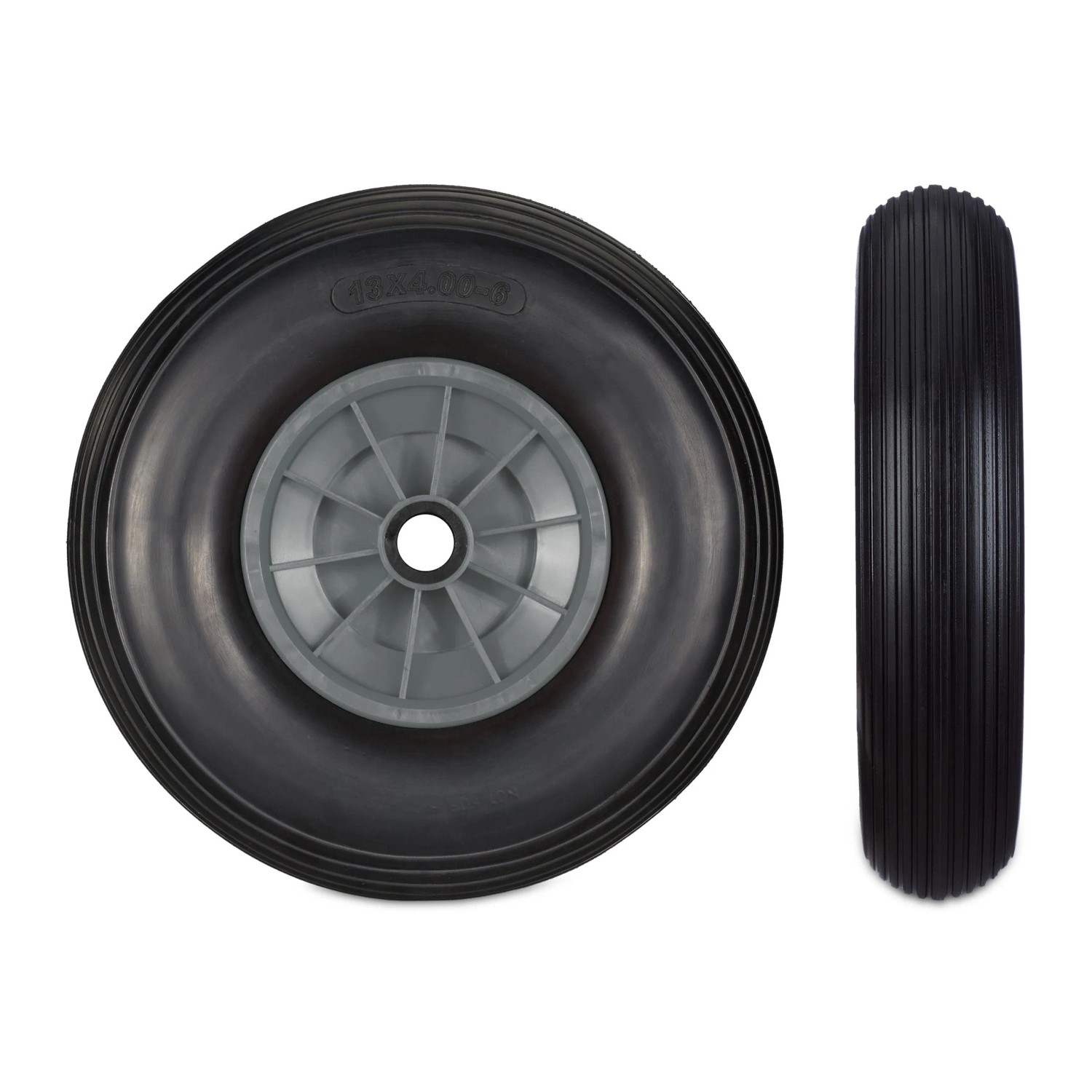 Relaxdays Schubkarrenrad 4.00-6 Vollgummi Schwarz Grau Pannensicher 33 cm x 9 cm 1,4 kg