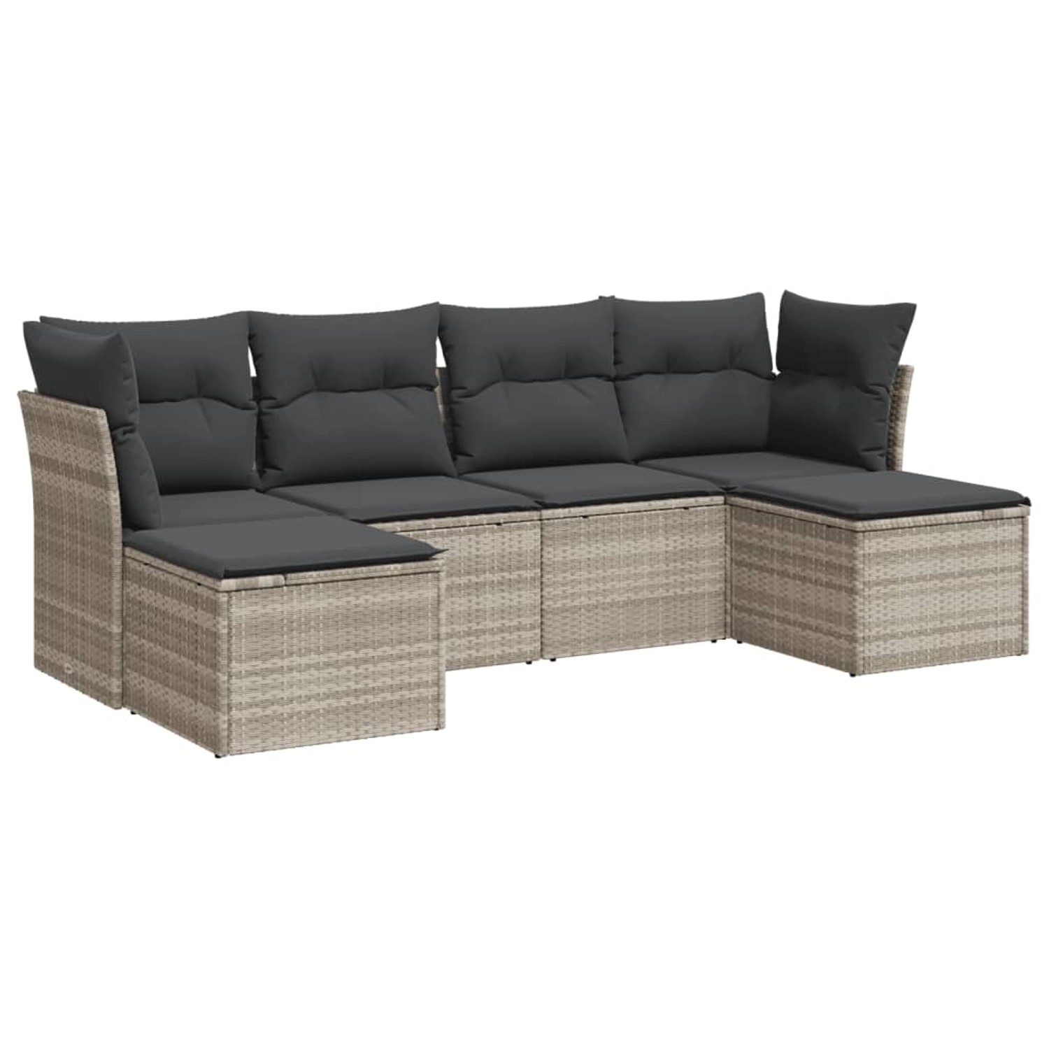 vidaXL 6-Tlg Garten-Sofagarnitur mit Kissen Hellgrau Poly Rattan 3249851 günstig online kaufen