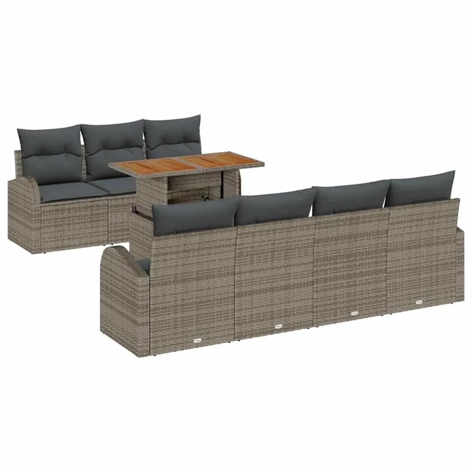 vidaXL Garten-Sofa-Set mit Kissen 8-Tlg Grau 3349544