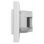 Homematic IP Wandtaster 6-fach, 230V, weiße Seitenansicht. Zeigt Tasten und Unterputz-Anschlüsse für Hausautomation.