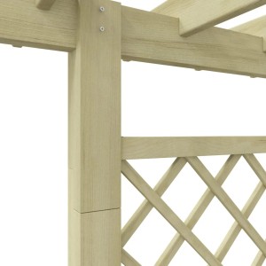 Detailansicht der vidaXL Pergola mit Pflanzkasten aus imprägniertem Kiefernholz und Rankgitter.