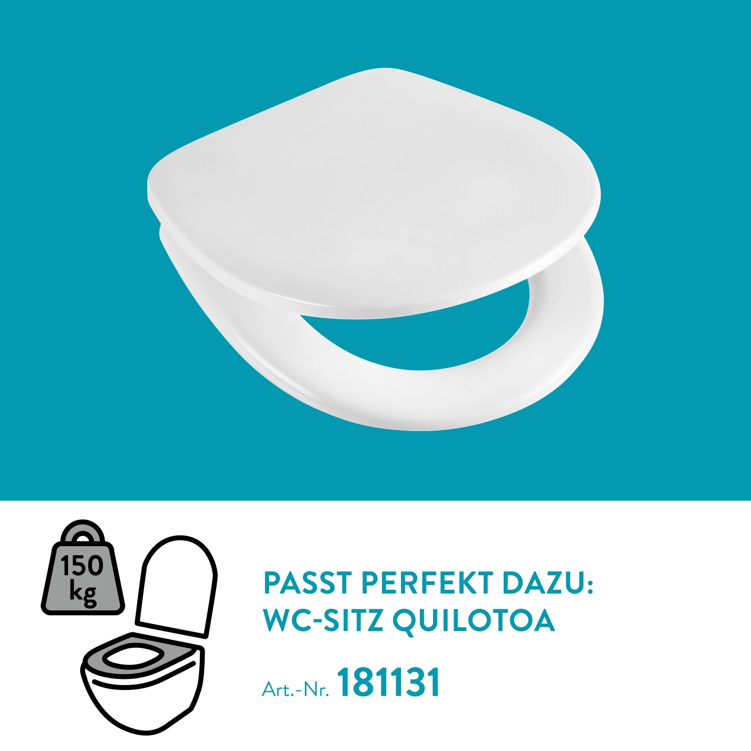 Weißes baliv Wand WC Glasgow Tiefspüler, spülrandlos.