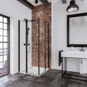 Schulte Alexa Style 2.0 Eckeinstieg Duschkabine, 4-teilig, BlackStyle, 80x80x192 cm.
