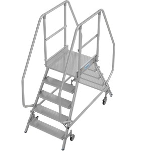 Krause Handlauf Stabilo für Podestleitern mit 5-6 Stufen, silberfarben, für erhöhte Sicherheit.