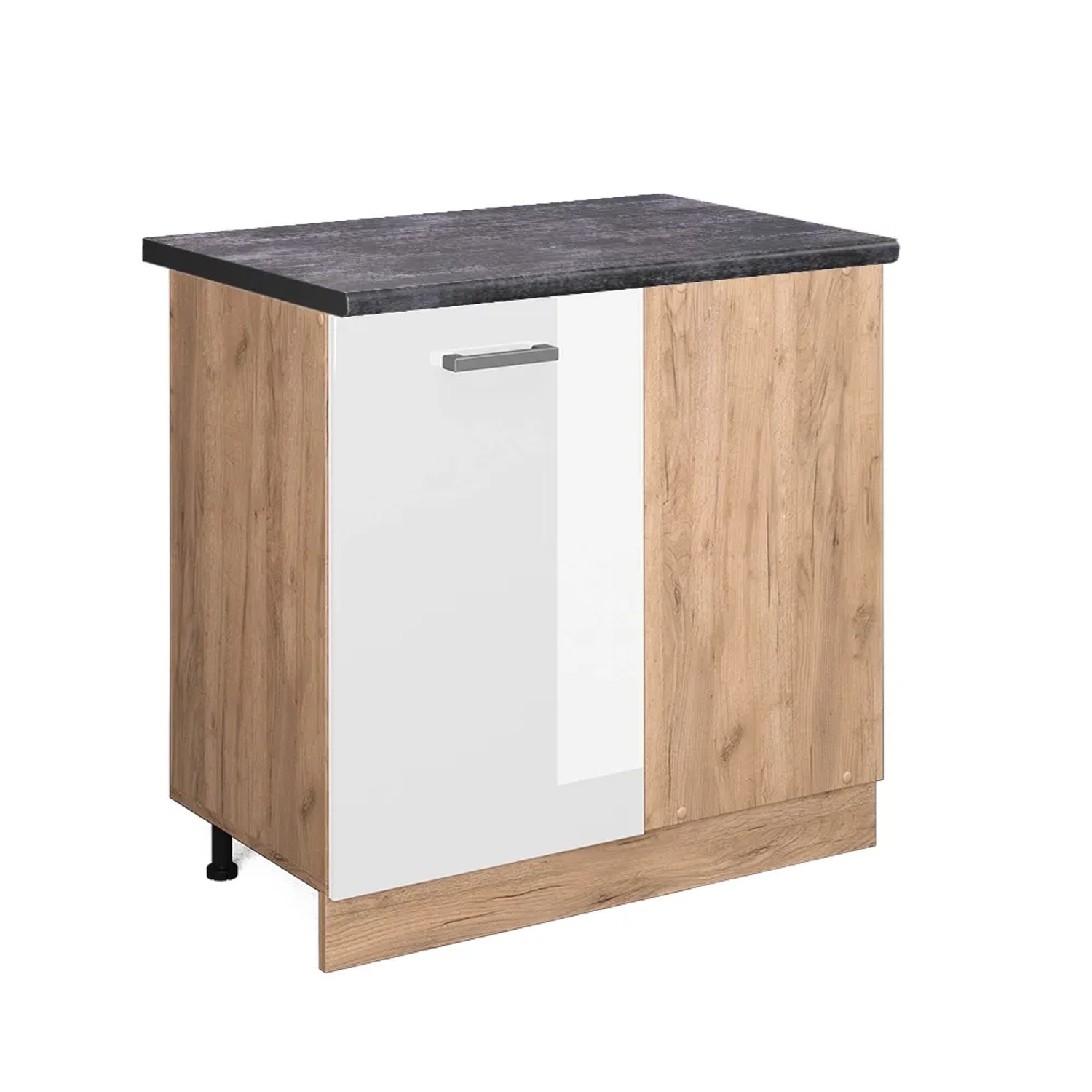 Vicco Eckunterschrank R-Line Weiß Hochglanz/Goldkraft Eiche 86 cm AP Anthrazit